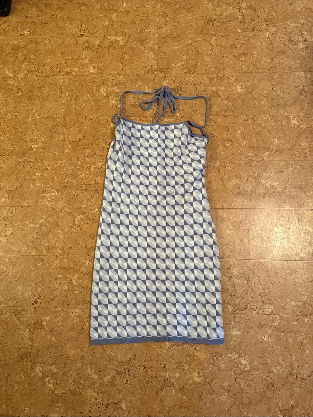 Abercrombie & Fitch Blue Geometric Halter Mini Dress